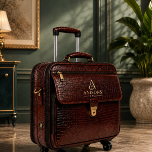 ANISONS FlexPro Series Genuine Leather Rolling Briefcase | 15.6" Laptop Travel Bag